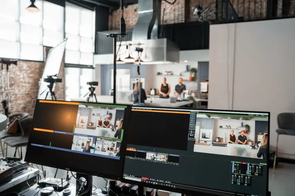 Producción de vídeo corporativo: por qué el espacio cambia el resultado Setup de grabación de vídeo corporativo en espacio con personalidad y luz natural